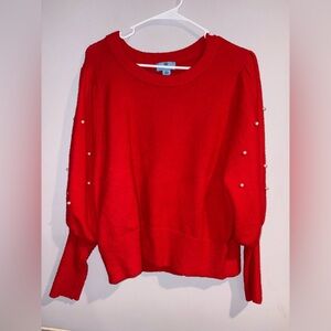 CeCe Red Embellished Sweater Women’s XL